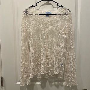 Cream Lace Long Sleeve Top